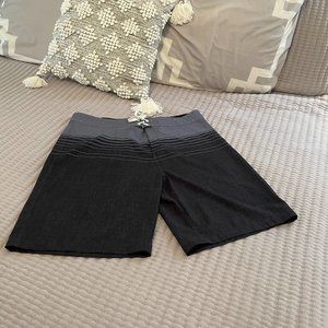 Burnside Men's Black Grey Quick Dry Board Faux Drawstring Swim Trunk W36